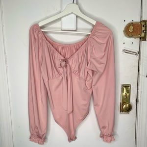 Baby pink off the shoulder bodysuit- size L